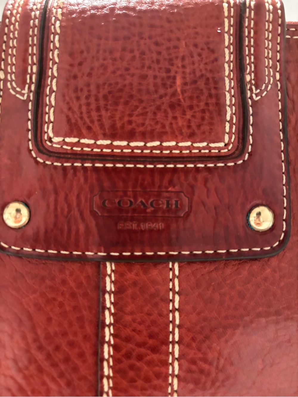 Coach Red Leather Shoulder Bag with Gold Hardware - Picture 5 of 8